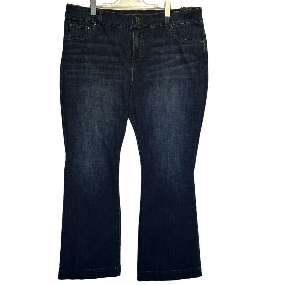 LUCKY BRAND Jeans Womens 20 Blue Dark Wash Plus Size Emma Flare Wide Leg Denim